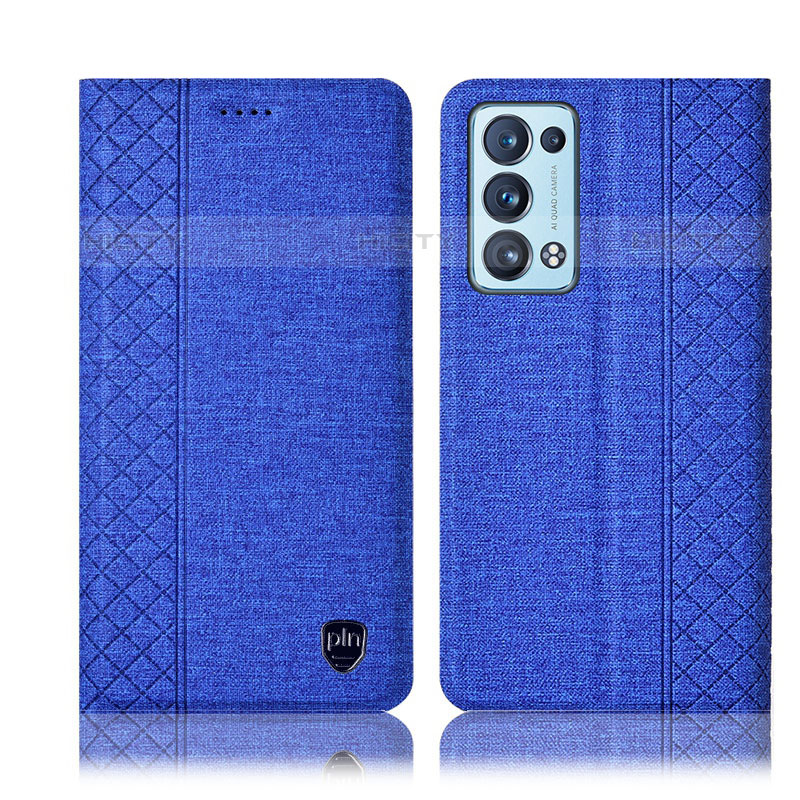 Funda de pano Cartera con Soporte H12P para Oppo Reno6 Pro 5G Azul