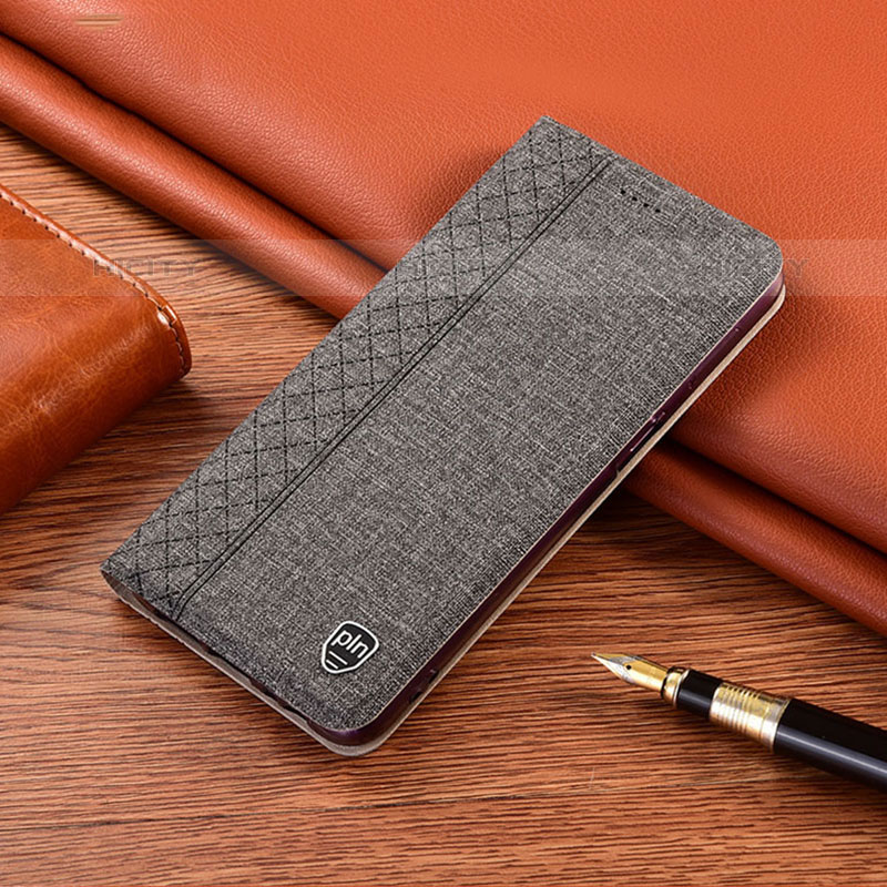 Funda de pano Cartera con Soporte H12P para Oppo Reno6 Z 5G Gris