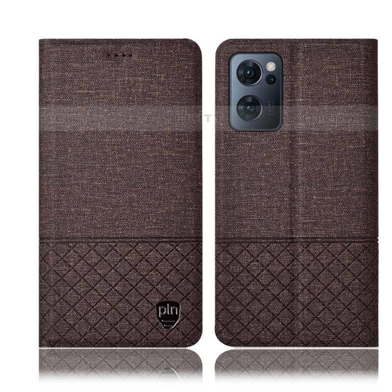 Funda de pano Cartera con Soporte H12P para Oppo Reno7 5G Marron