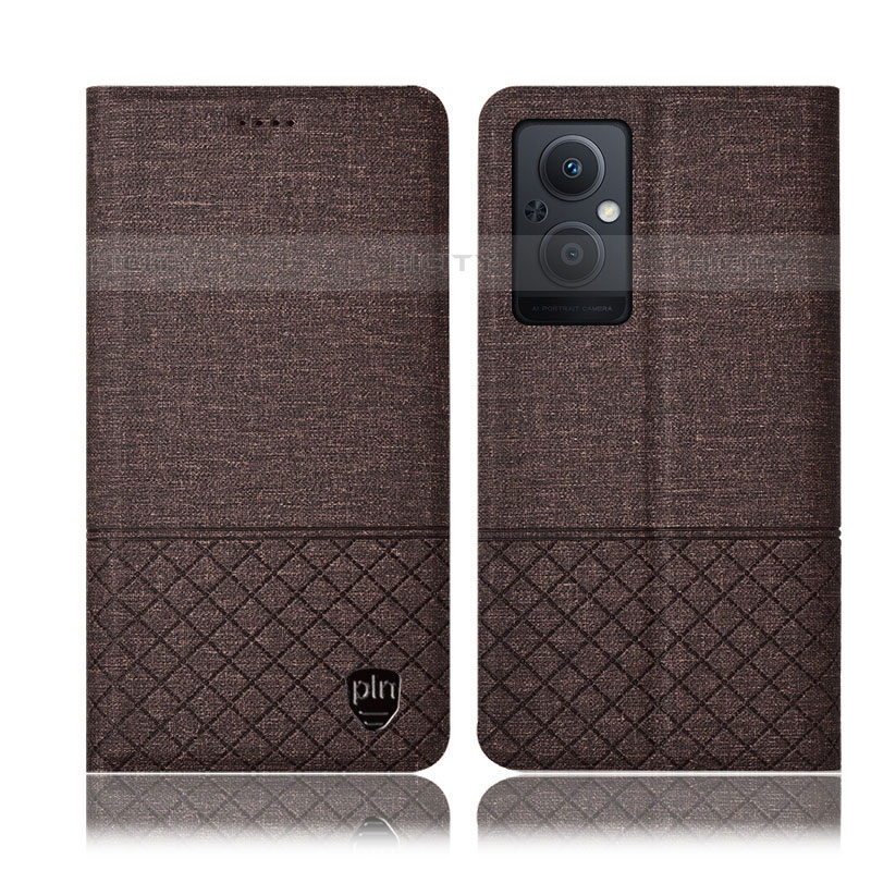 Funda de pano Cartera con Soporte H12P para Oppo Reno7 Lite 5G Marron