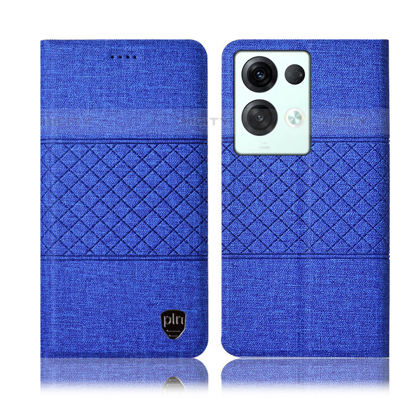 Funda de pano Cartera con Soporte H12P para Oppo Reno8 Pro 5G Azul