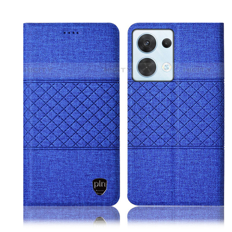 Funda de pano Cartera con Soporte H12P para Oppo Reno9 5G Azul