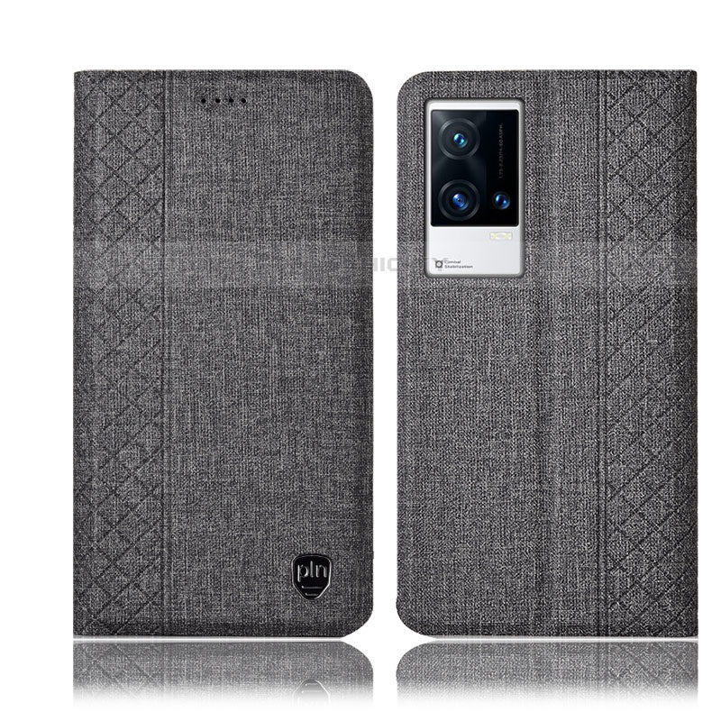 Funda de pano Cartera con Soporte H12P para Vivo iQOO 8 Pro 5G Gris