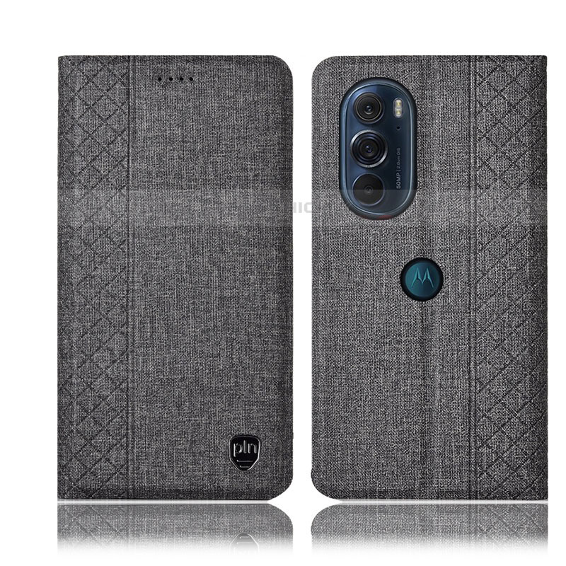 Funda de pano Cartera con Soporte H13P para Motorola Moto Edge Plus (2022) 5G Gris