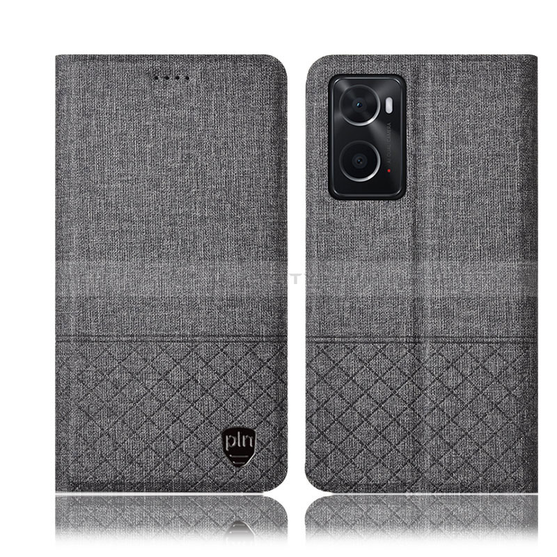 Funda de pano Cartera con Soporte H13P para Oppo A36 Gris