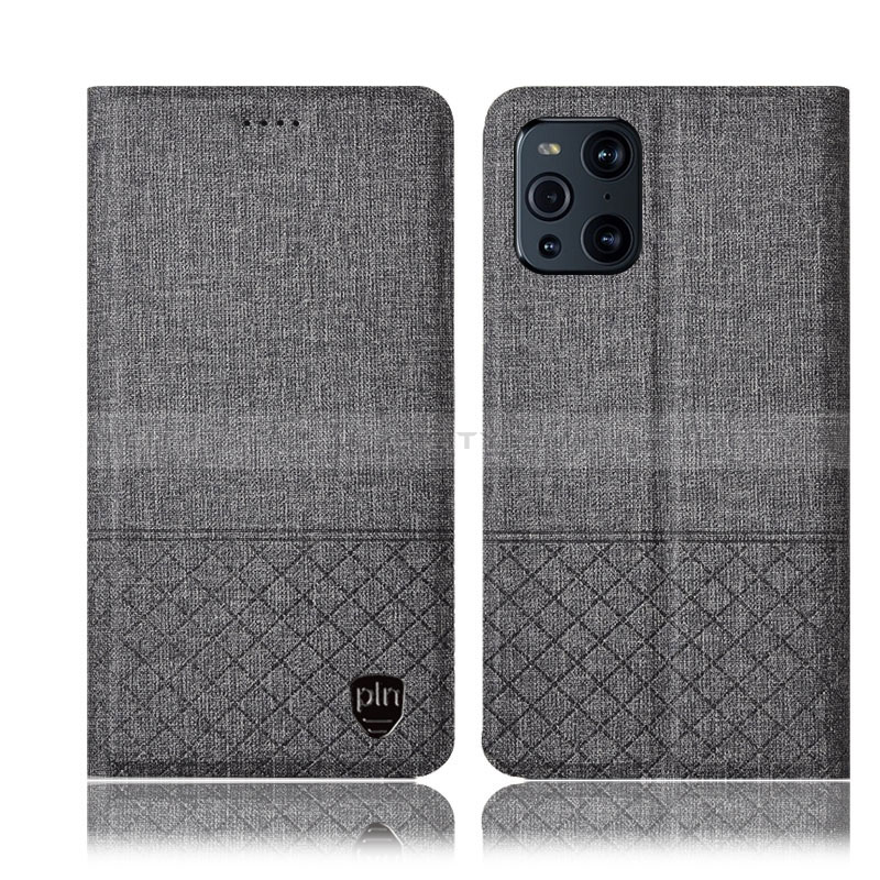 Funda de pano Cartera con Soporte H13P para Oppo Find X3 5G Gris