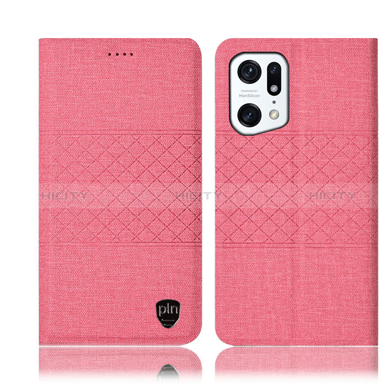 Funda de pano Cartera con Soporte H13P para Oppo Find X5 5G Rosa