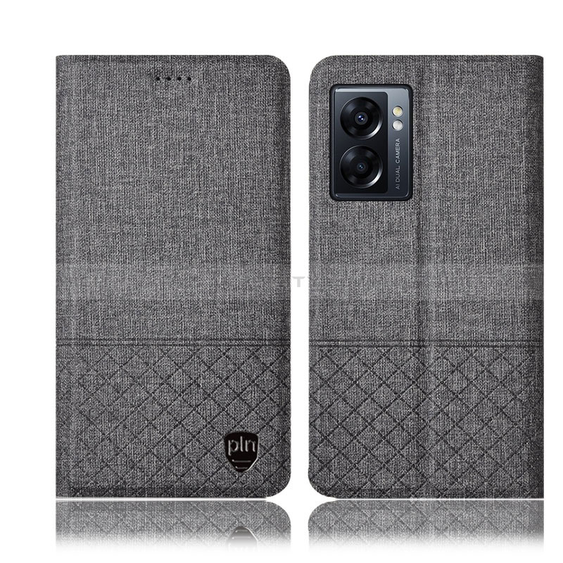 Funda de pano Cartera con Soporte H13P para Oppo K10 5G India Gris