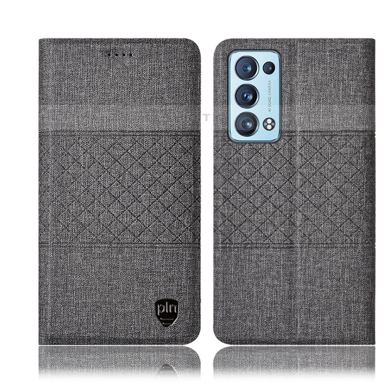 Funda de pano Cartera con Soporte H13P para Oppo Reno6 Pro 5G Gris