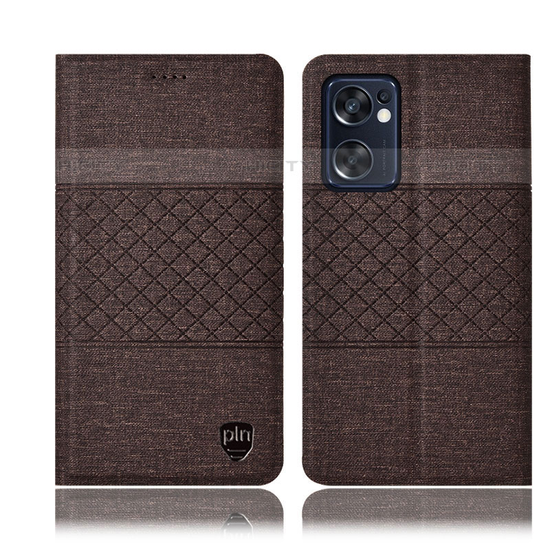 Funda de pano Cartera con Soporte H13P para Oppo Reno7 SE 5G Marron