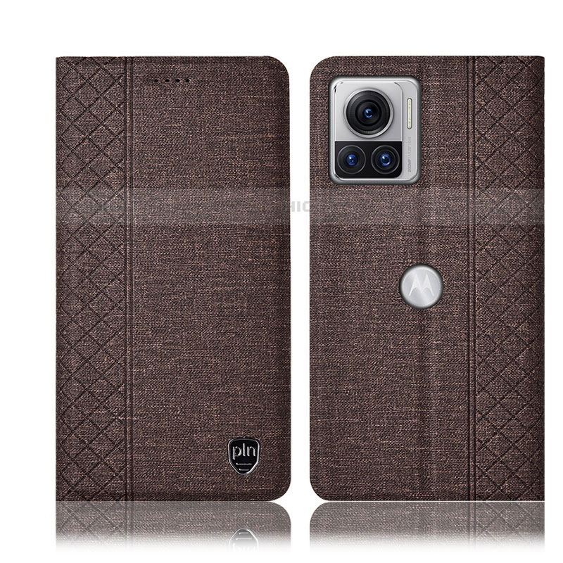 Funda de pano Cartera con Soporte H14P para Motorola Moto Edge 30 Ultra 5G Marron