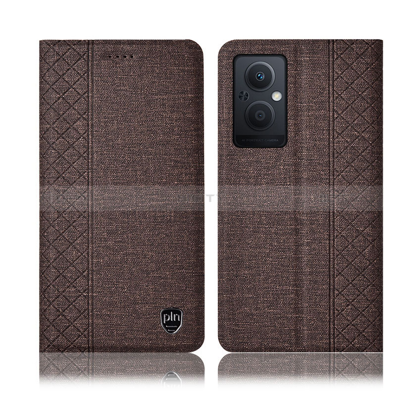 Funda de pano Cartera con Soporte H14P para Oppo A96 5G Marron