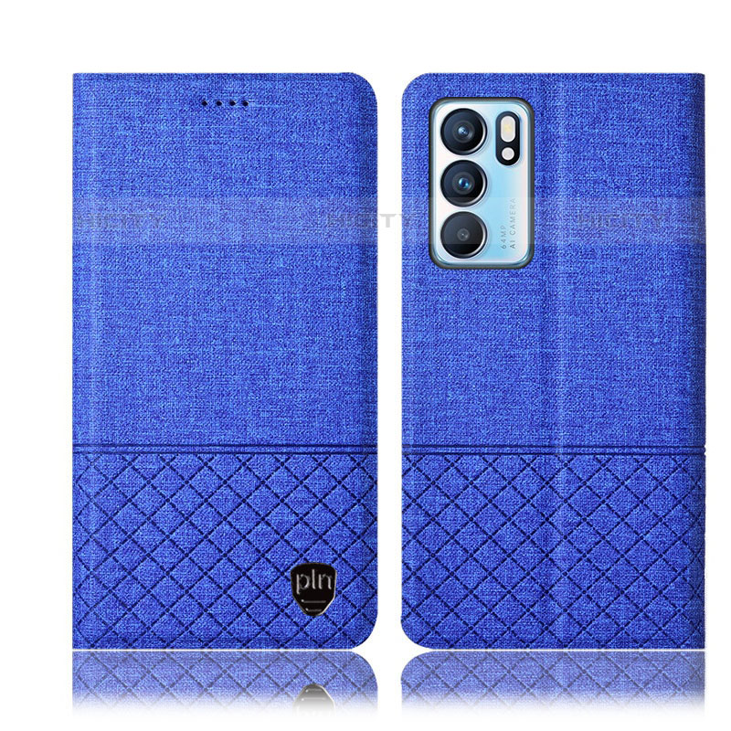 Funda de pano Cartera con Soporte H14P para Oppo Reno6 5G Azul