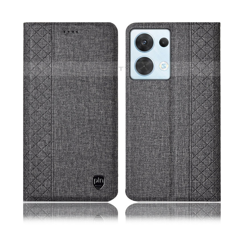 Funda de pano Cartera con Soporte H14P para Oppo Reno8 5G Gris