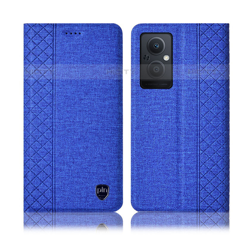 Funda de pano Cartera con Soporte H14P para Oppo Reno8 Lite 5G Azul