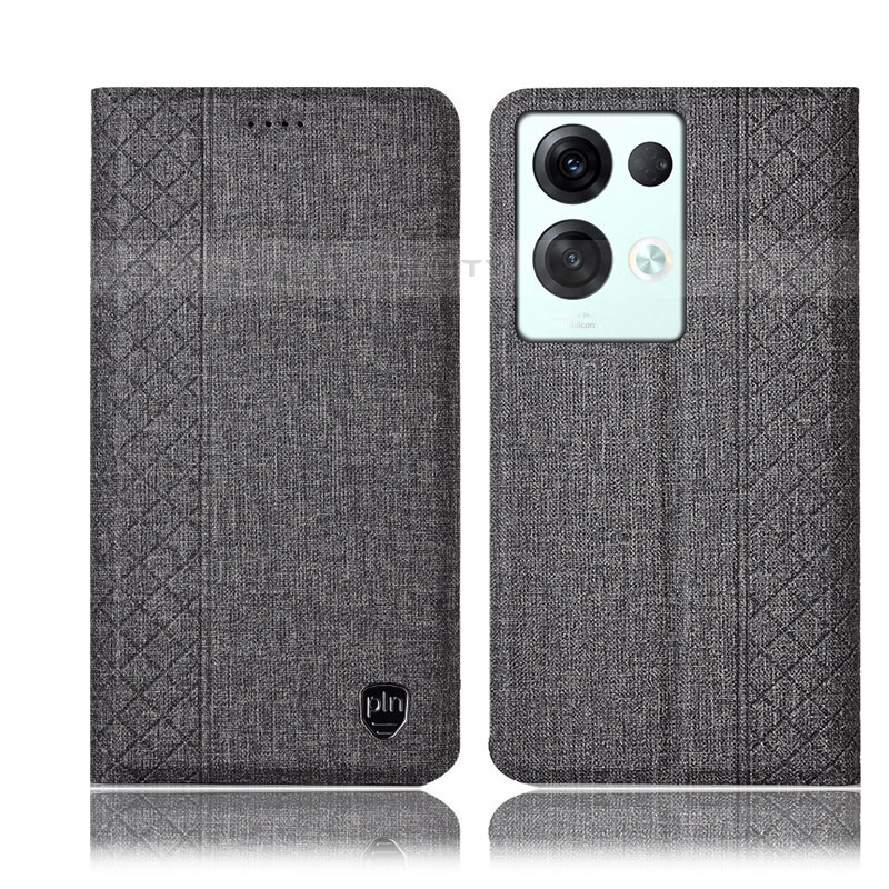 Funda de pano Cartera con Soporte H14P para Oppo Reno8 Pro 5G Gris