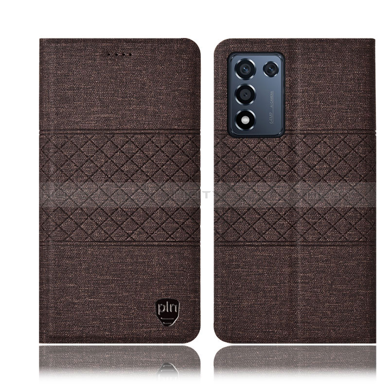 Funda de pano Cartera con Soporte H14P para Realme Q3s 5G Marron