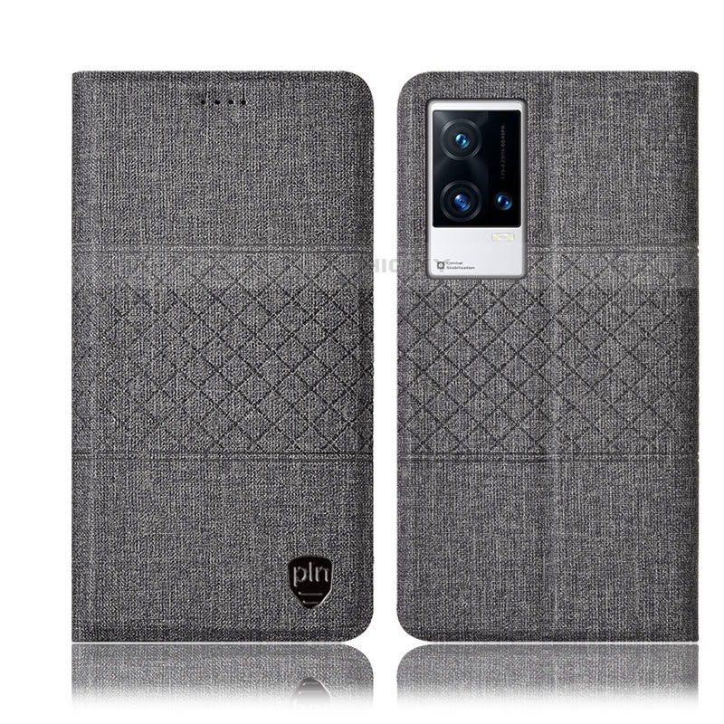 Funda de pano Cartera con Soporte H14P para Vivo iQOO 8 Pro 5G Gris