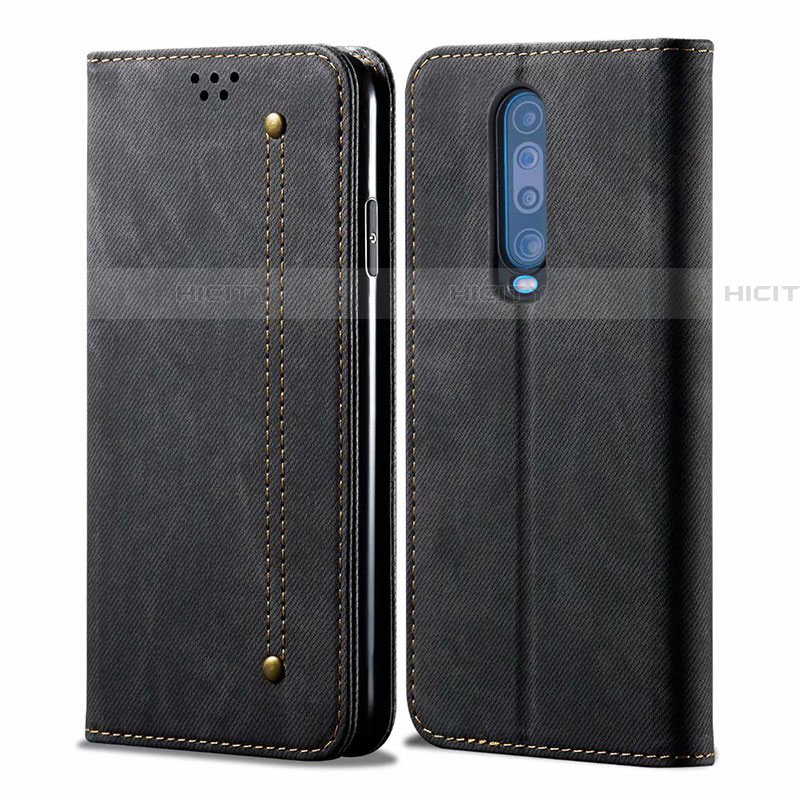 Funda de pano Cartera con Soporte L02 para Xiaomi Redmi K30 5G Negro