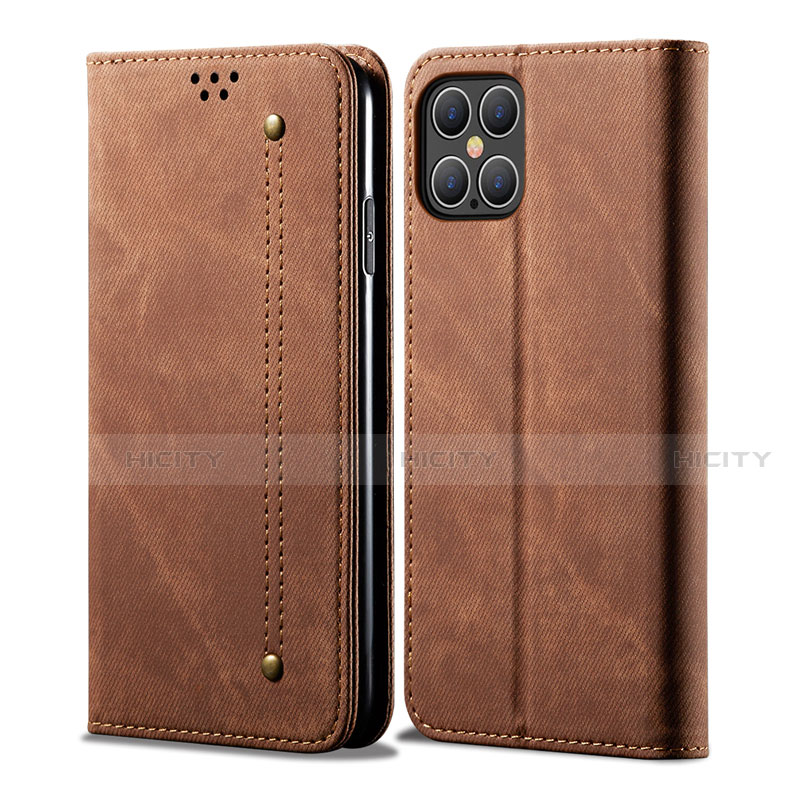 Funda de pano Cartera con Soporte para Apple iPhone 12 Pro Max Marron