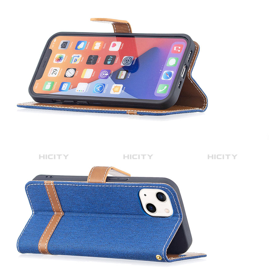 Funda de pano Cartera con Soporte para Apple iPhone 13 Azul