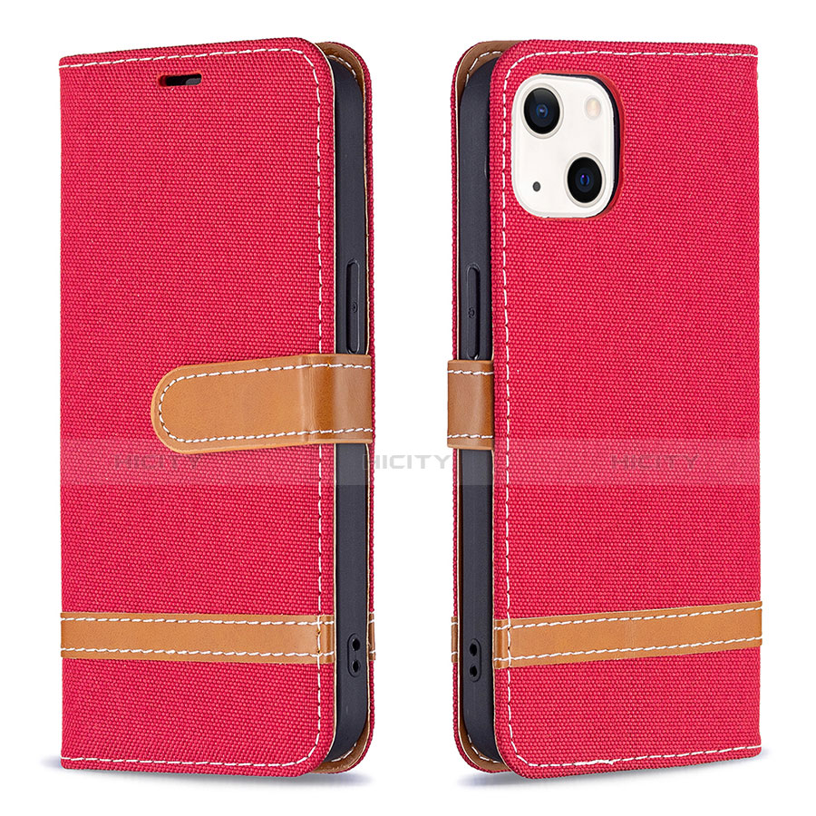 Funda de pano Cartera con Soporte para Apple iPhone 13 Mini Rojo