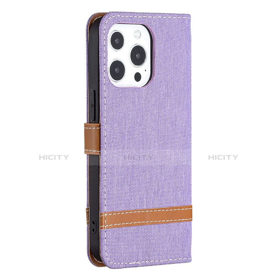 Funda de pano Cartera con Soporte para Apple iPhone 13 Pro Max Morado