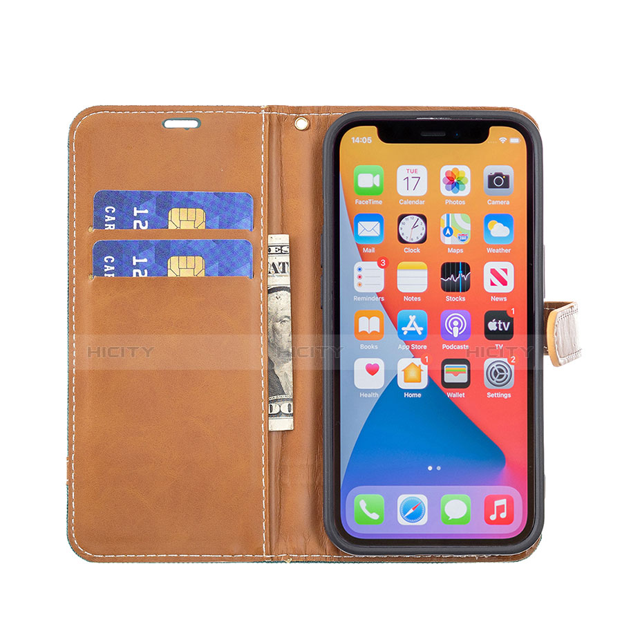 Funda de pano Cartera con Soporte para Apple iPhone 13 Pro Max Verde