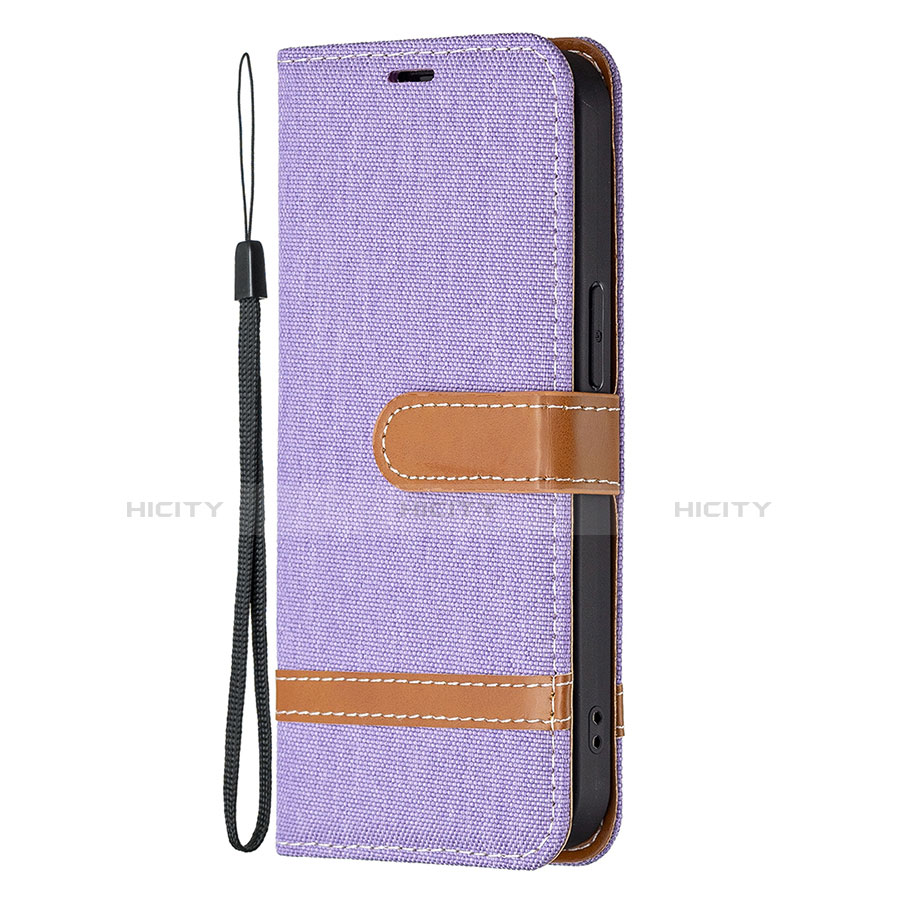 Funda de pano Cartera con Soporte para Apple iPhone 13 Pro Morado