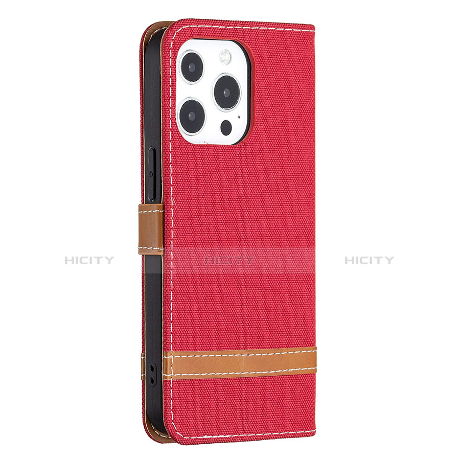 Funda de pano Cartera con Soporte para Apple iPhone 13 Pro Rojo