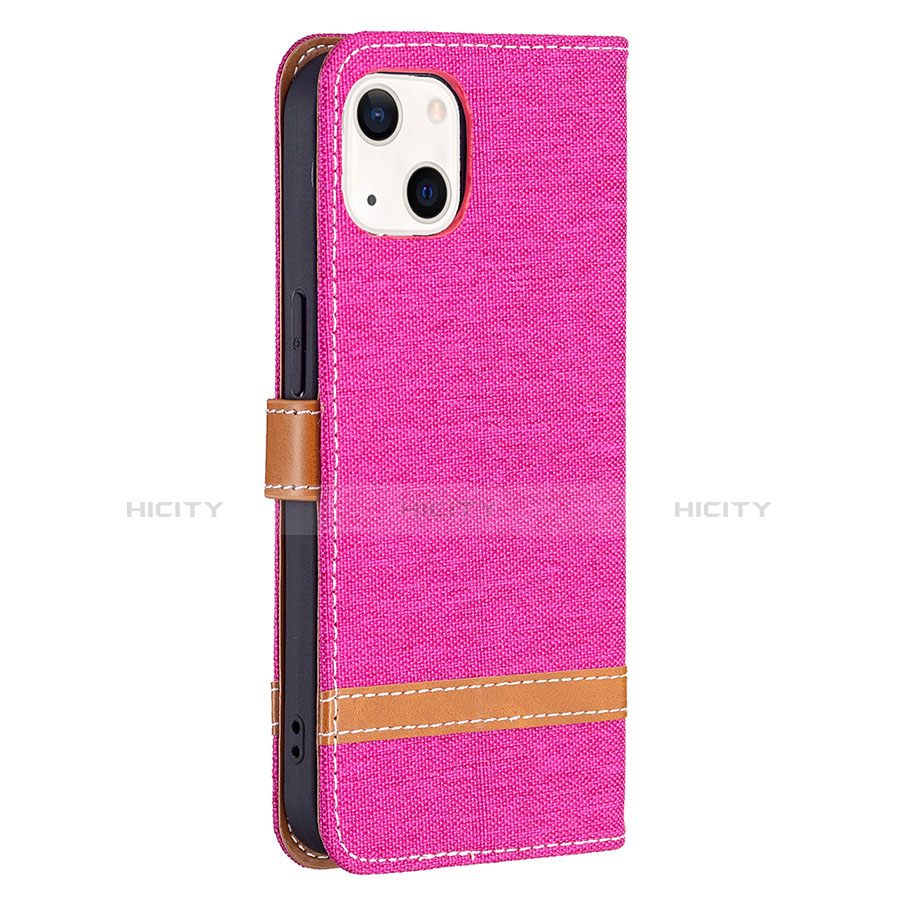 Funda de pano Cartera con Soporte para Apple iPhone 13 Rosa Roja