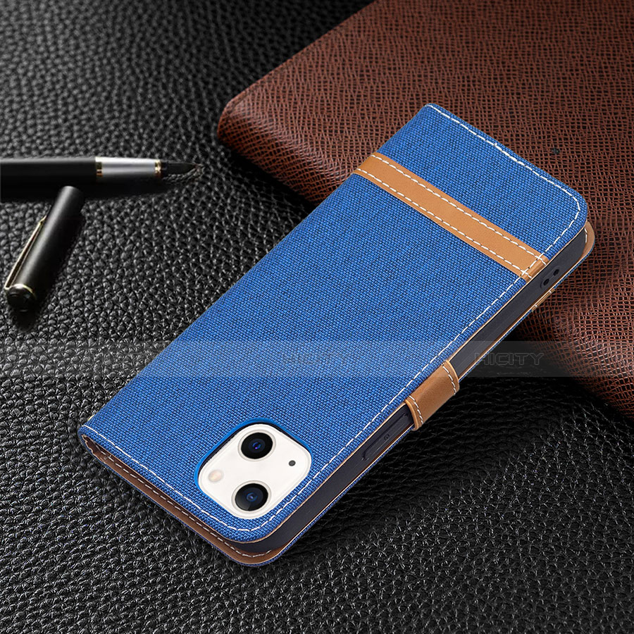 Funda de pano Cartera con Soporte para Apple iPhone 14 Plus Azul