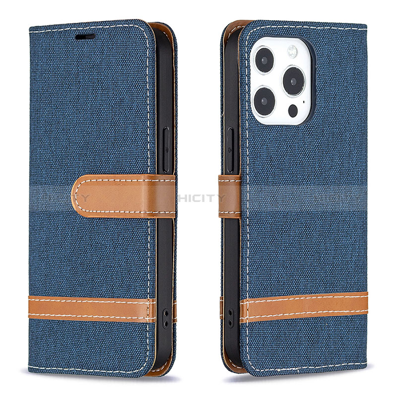 Funda de pano Cartera con Soporte para Apple iPhone 14 Pro Azul Real