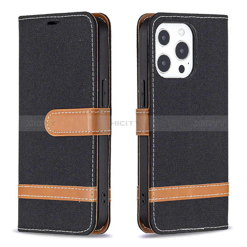 Funda de pano Cartera con Soporte para Apple iPhone 14 Pro Negro