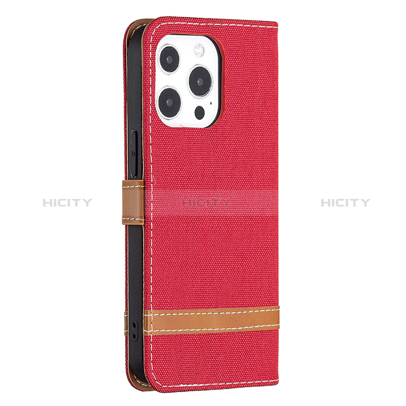 Funda de pano Cartera con Soporte para Apple iPhone 14 Pro Rojo