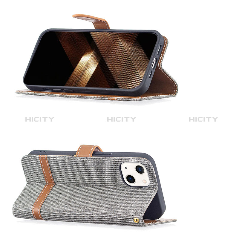 Funda de pano Cartera con Soporte para Apple iPhone 15 Gris