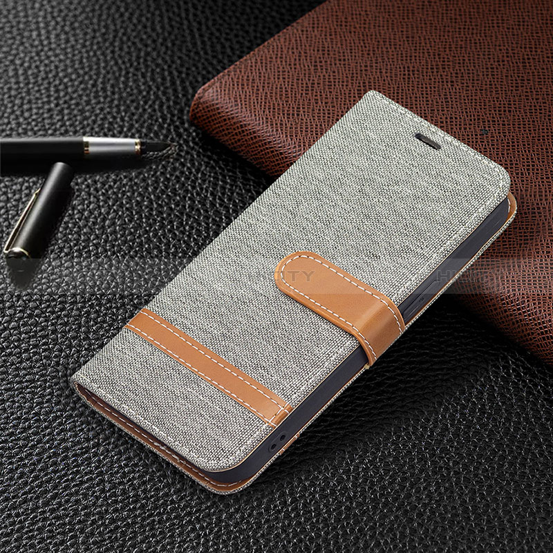 Funda de pano Cartera con Soporte para Apple iPhone 15 Gris