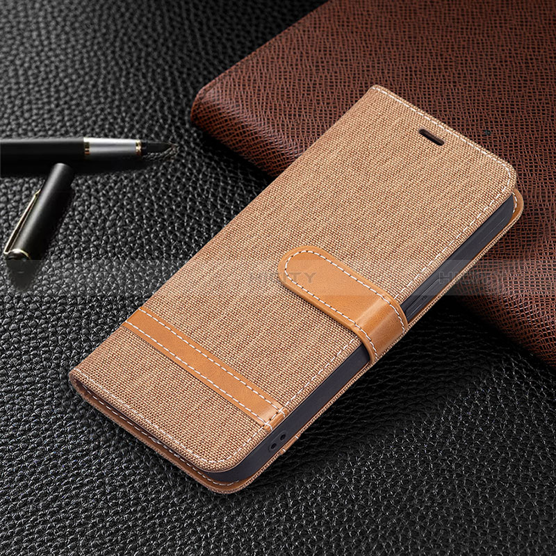 Funda de pano Cartera con Soporte para Apple iPhone 15 Marron