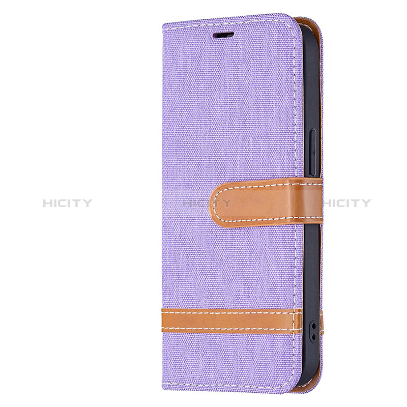 Funda de pano Cartera con Soporte para Apple iPhone 15 Morado