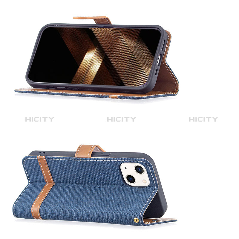 Funda de pano Cartera con Soporte para Apple iPhone 15 Plus Azul Real