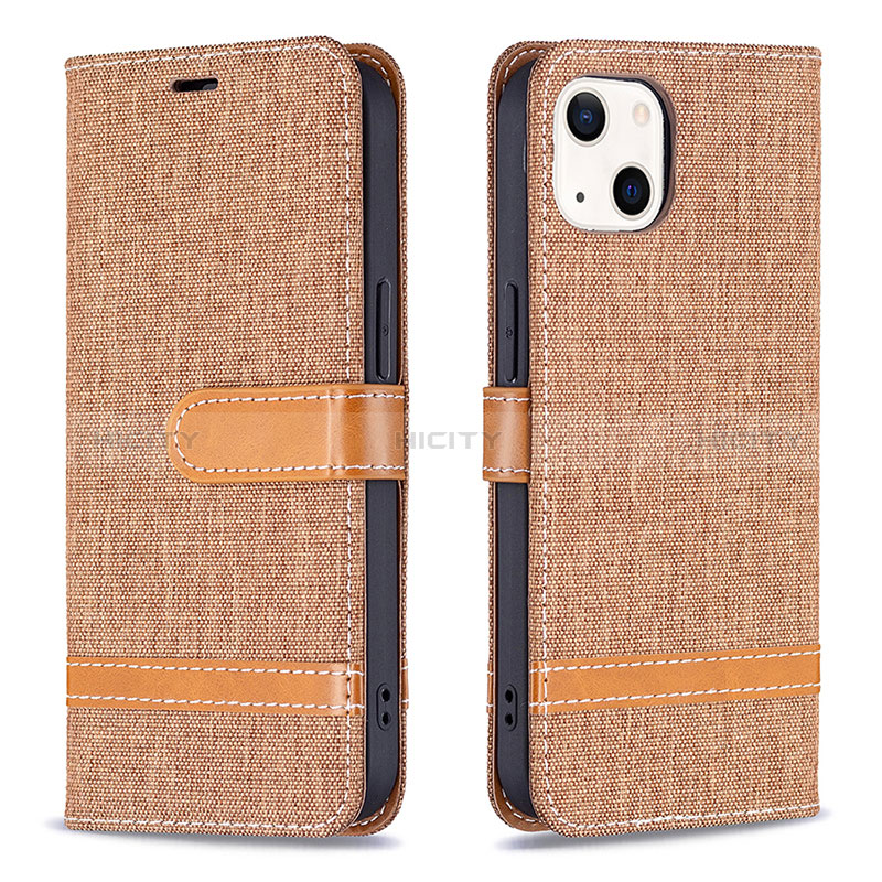 Funda de pano Cartera con Soporte para Apple iPhone 15 Plus Marron