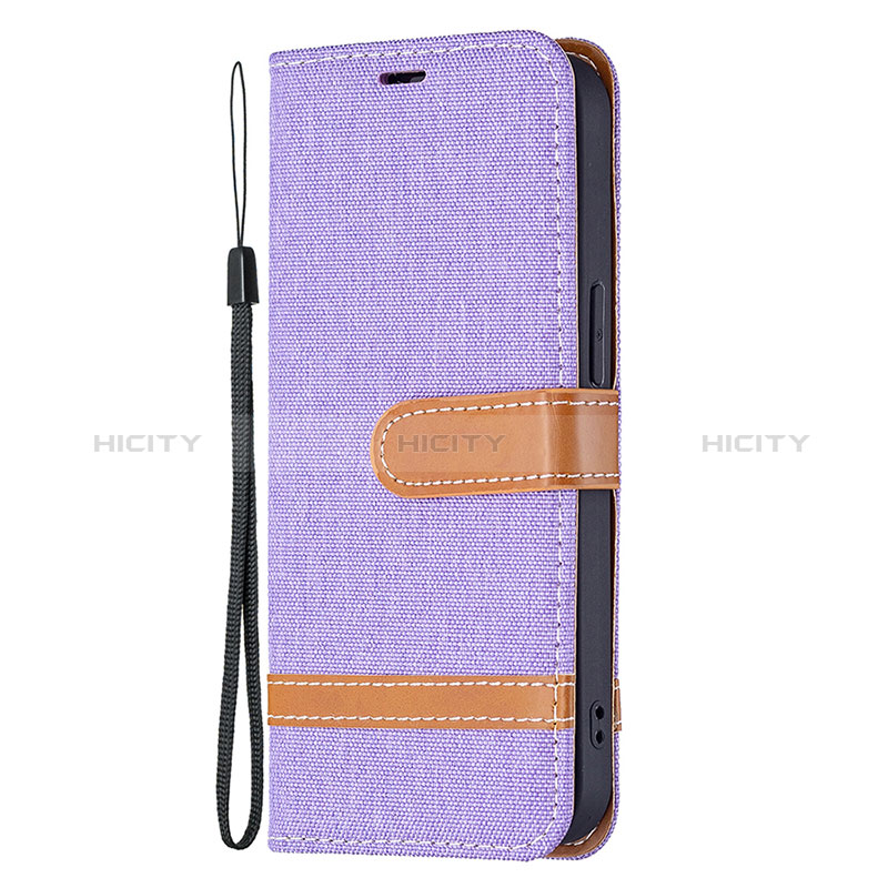 Funda de pano Cartera con Soporte para Apple iPhone 15 Plus Morado