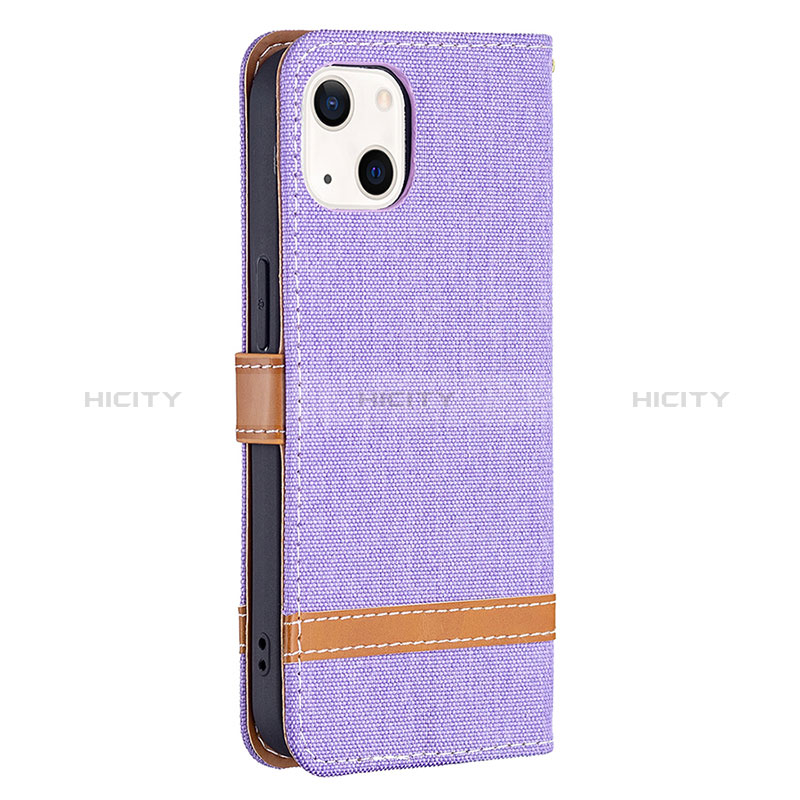 Funda de pano Cartera con Soporte para Apple iPhone 15 Plus Morado