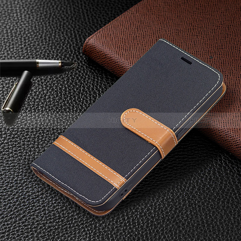 Funda de pano Cartera con Soporte para Apple iPhone 15 Plus Negro