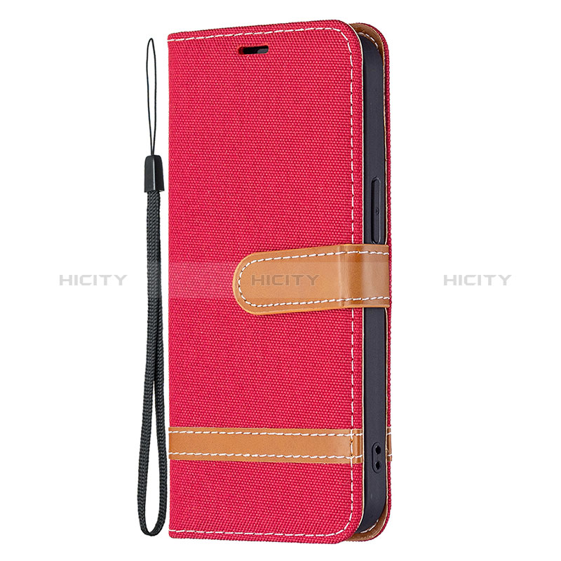 Funda de pano Cartera con Soporte para Apple iPhone 15 Plus Rojo