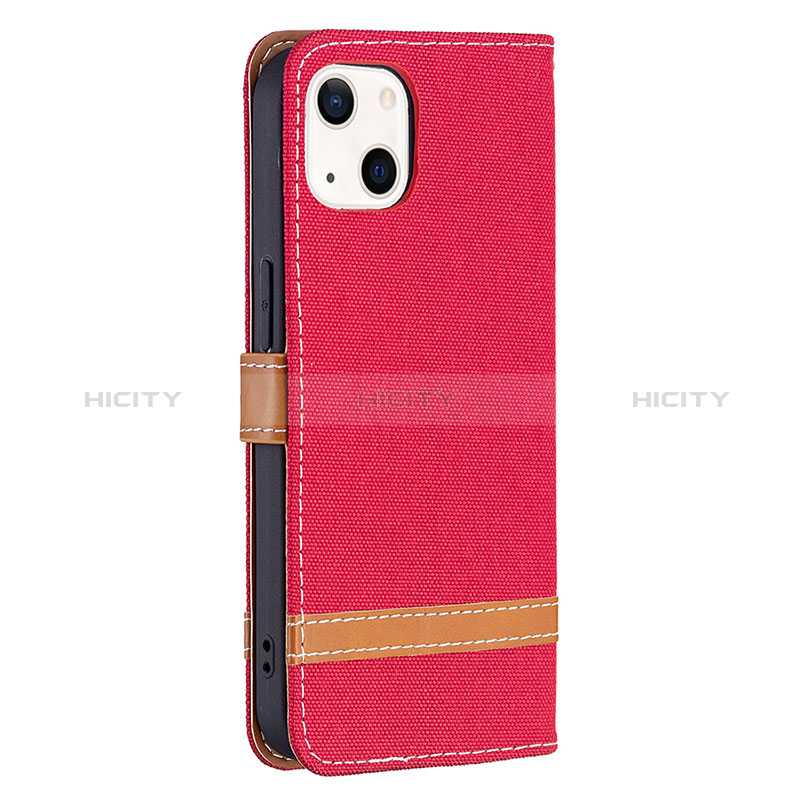 Funda de pano Cartera con Soporte para Apple iPhone 15 Plus Rojo