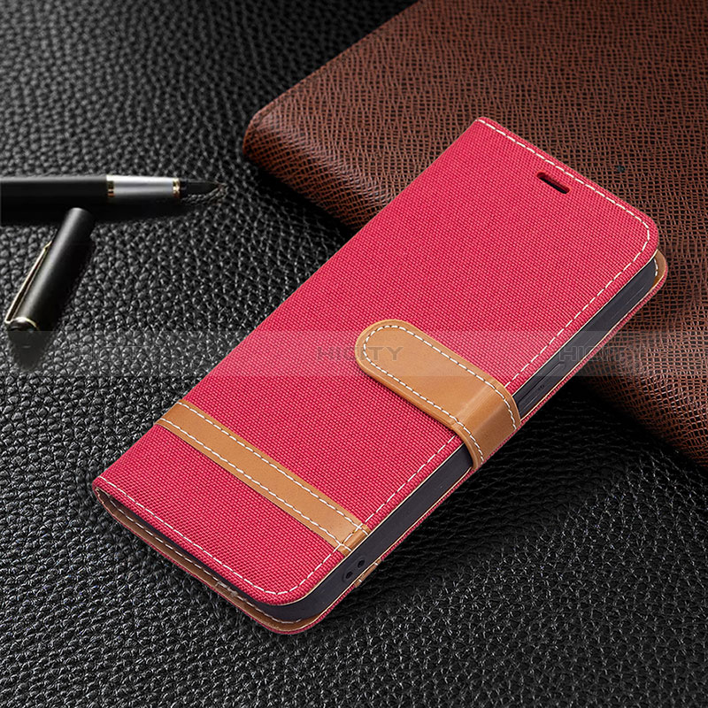 Funda de pano Cartera con Soporte para Apple iPhone 15 Plus Rojo