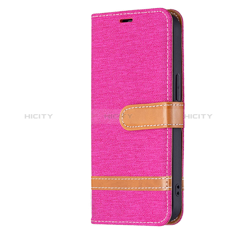 Funda de pano Cartera con Soporte para Apple iPhone 15 Plus Rosa Roja