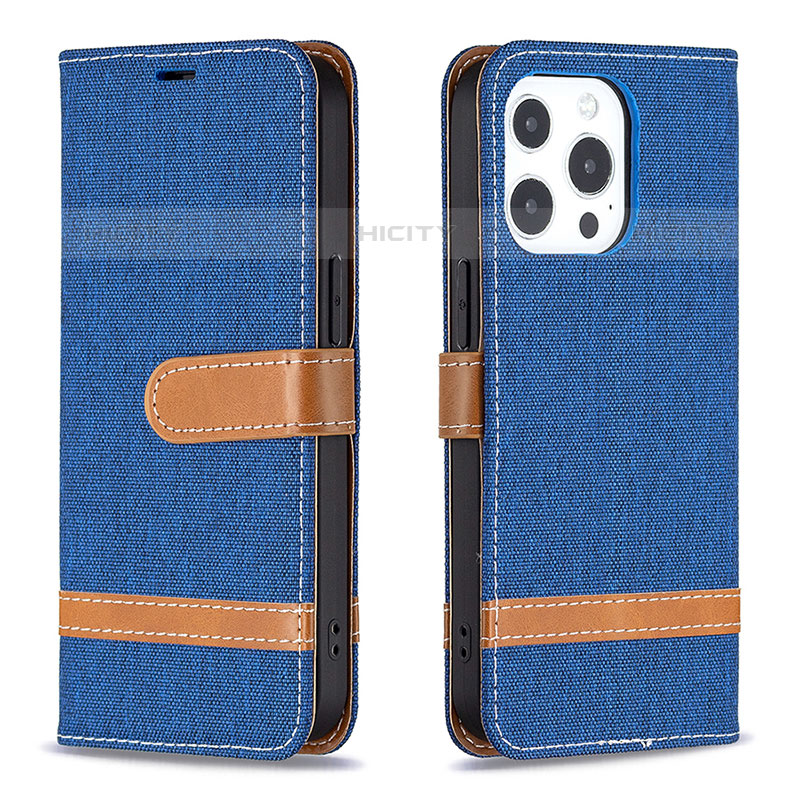 Funda de pano Cartera con Soporte para Apple iPhone 15 Pro Azul