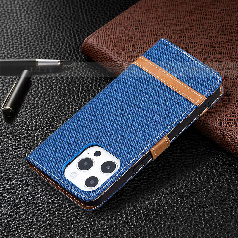 Funda de pano Cartera con Soporte para Apple iPhone 15 Pro Azul